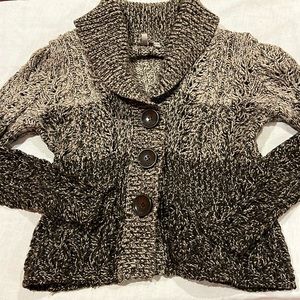 calson women’s knit cardigan collared grey multicolor sweater button down xs